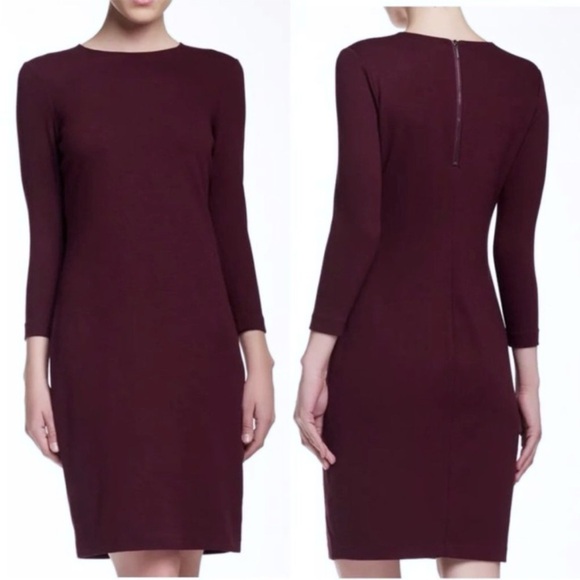 Vince Shiraz Wine Stretch Crepe Knit Sheath Dress Size Large - Picture 11 of 11